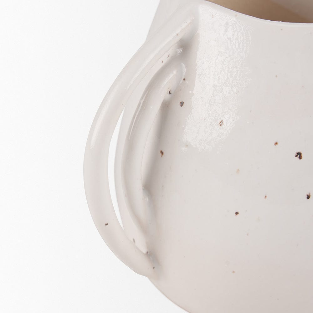 Mercana - Urvi Short Off White Speckled Asymmetrical Ceramic Vase - 70984 view 6