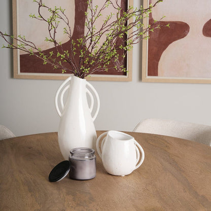 Mercana - Urvi Short Off White Speckled Asymmetrical Ceramic Vase - 70984 view 10