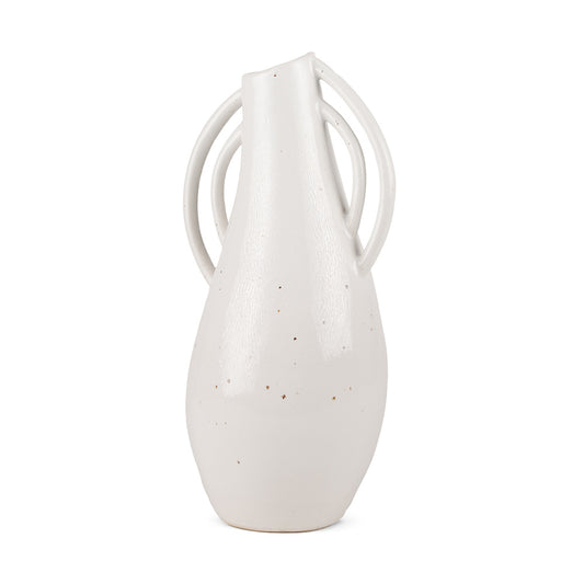 Mercana - Urvi Tall Off White Speckled Asymmetrical Ceramic Vase - 70985 view 1