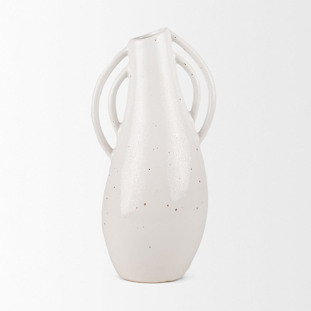 Mercana - Urvi Tall Off White Speckled Asymmetrical Ceramic Vase - 70985 view 2
