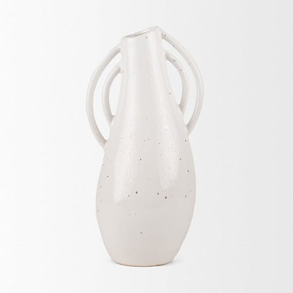 Mercana - Urvi Tall Off White Speckled Asymmetrical Ceramic Vase - 70985 view 2