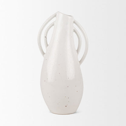 Mercana - Urvi Tall Off White Speckled Asymmetrical Ceramic Vase - 70985 view 4