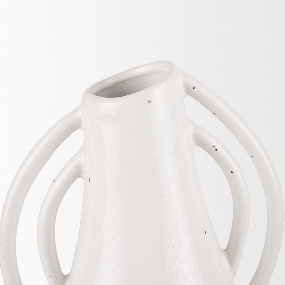 Mercana - Urvi Tall Off White Speckled Asymmetrical Ceramic Vase - 70985 view 5