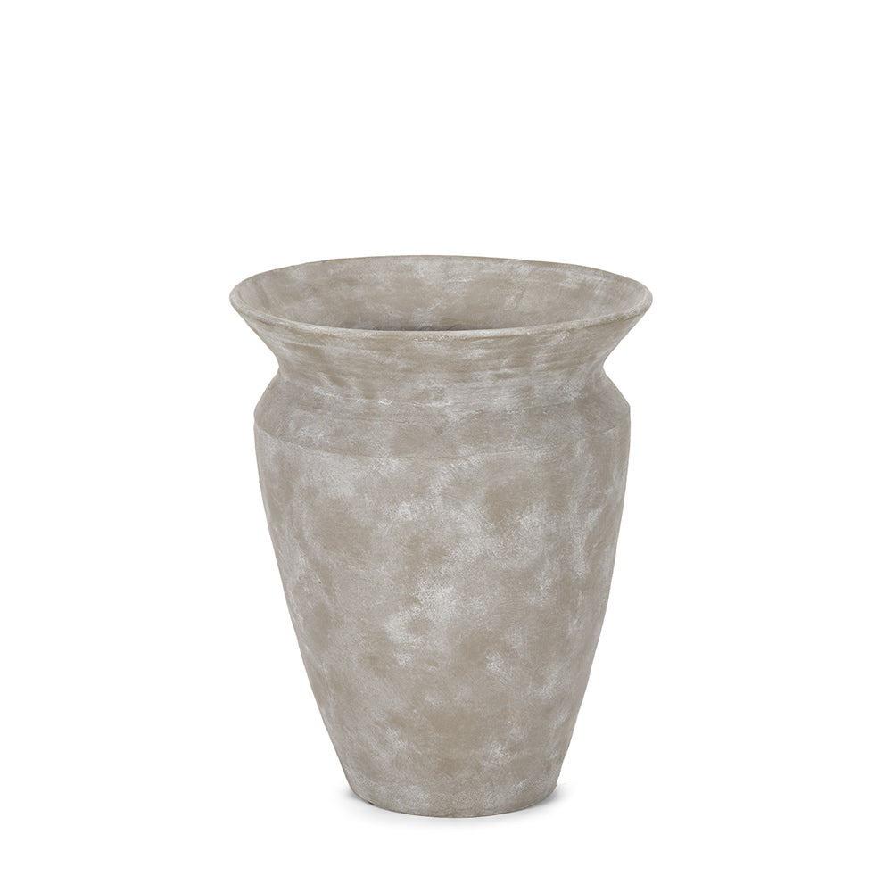 Mercana - Utari Short Gray Brown w/ White Detailing Ceramic Floor Vase - 70995 view 1