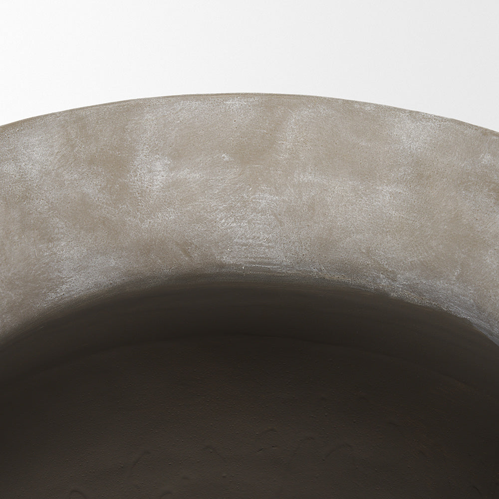 Mercana - Utari Short Gray Brown w/ White Detailing Ceramic Floor Vase - 70995 view 3