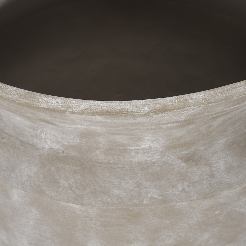 Mercana - Utari Short Gray Brown w/ White Detailing Ceramic Floor Vase - 70995 view 4