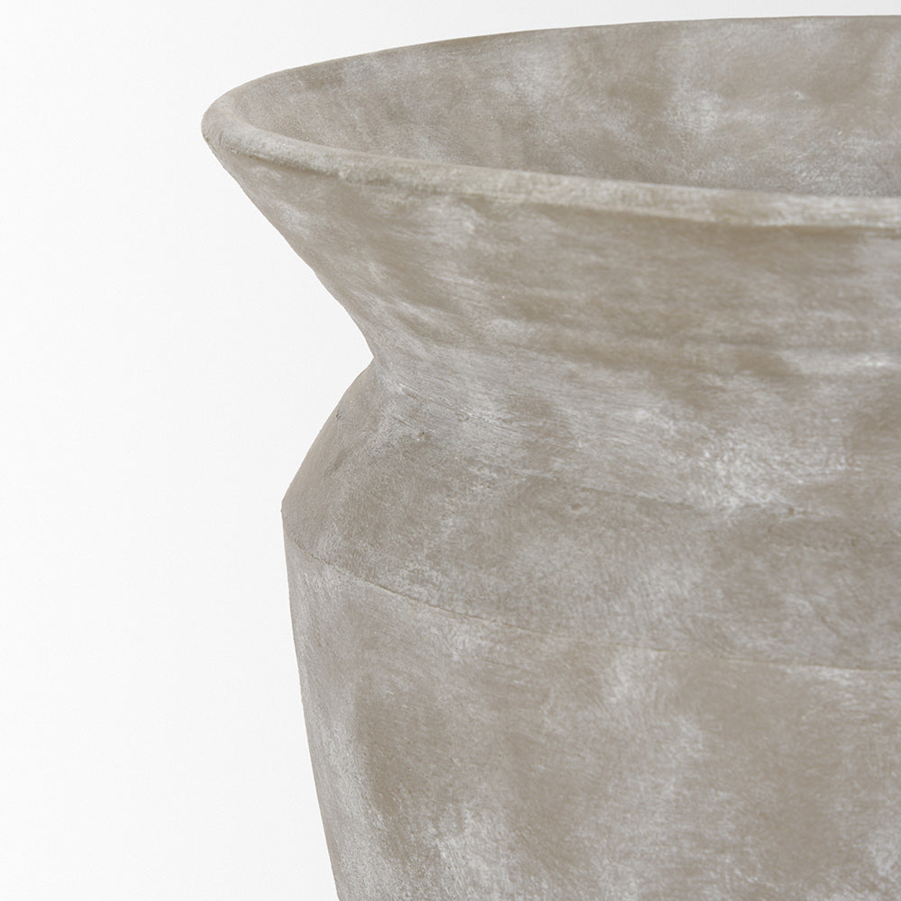 Mercana - Utari Short Gray Brown w/ White Detailing Ceramic Floor Vase - 70995 view 5