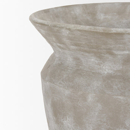 Mercana - Utari Short Gray Brown w/ White Detailing Ceramic Floor Vase - 70995 view 5