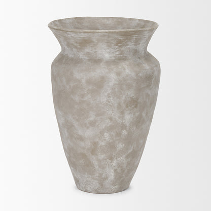 Mercana - Utari Tall Gray Brown w/ White Detailing Ceramic Floor Vase - 70996 view 2