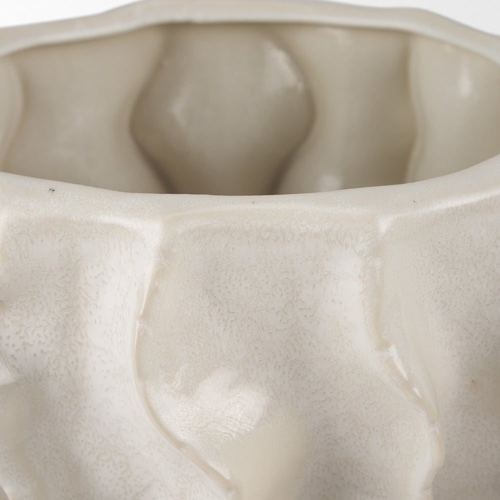 Mercana - Vahn Sculptural Cream Glazed Decorative Ceramic Bowl - 70983 view 4