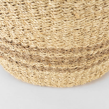 Mercana - Vance 17.7L x 17.7W x 11.8H Light Brown Palm Leaf and Seagrass Round Basket W/ Handles - 69587 view 6