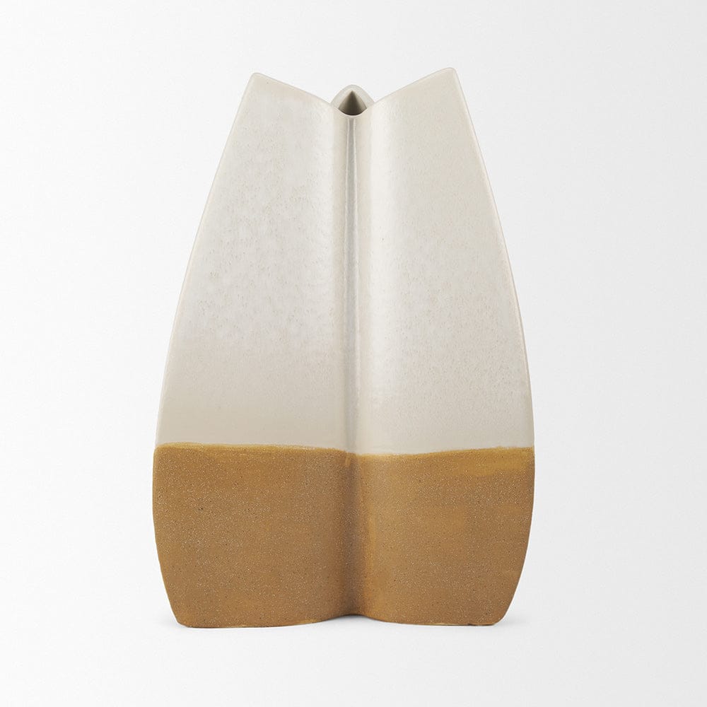Mercana - Vania Large Off White w/ Tan Textured Ceramic Vase - 70972 view 4
