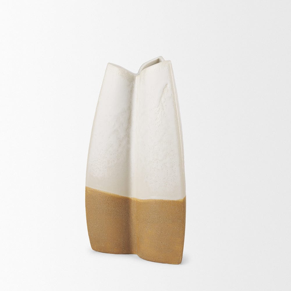 Mercana - Vania Small Off White w/ Tan Textured Ceramic Vase - 70971 view 3