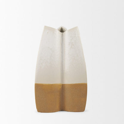 Mercana - Vania Small Off White w/ Tan Textured Ceramic Vase - 70971 view 4