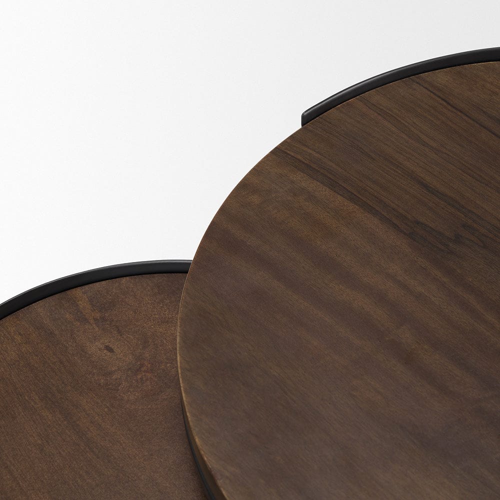 Mercana - Varden Matte Black Metal w/ Dark Brown Wood Top Nesting Accent Tables - 71054 view 5