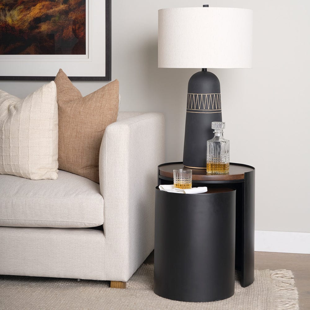 Mercana - Varden Matte Black Metal w/ Dark Brown Wood Top Nesting Accent Tables - 71054 view 10