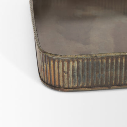 Mercana - Varun Square Antiqued Brass Metal Tray (Set of 2) - 70516 view 5