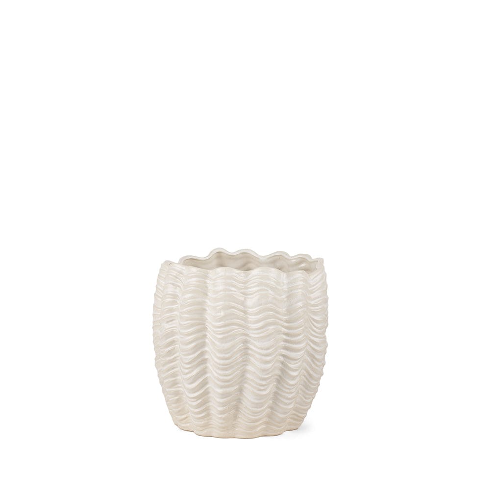 Mercana - Velia Short Seashell Sculptural Cream Glazed Ceramic Vase - 70987 view 1