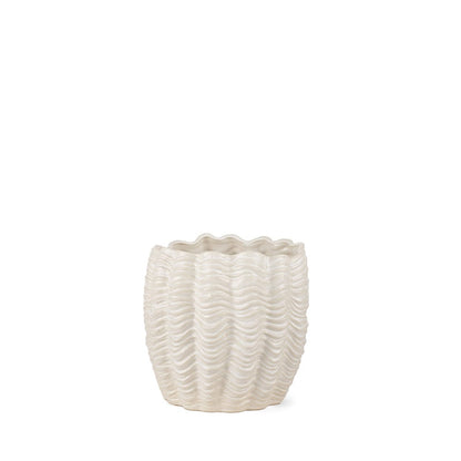 Mercana - Velia Short Seashell Sculptural Cream Glazed Ceramic Vase - 70987 view 1