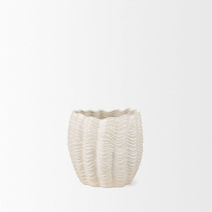 Mercana - Velia Short Seashell Sculptural Cream Glazed Ceramic Vase - 70987 view 2