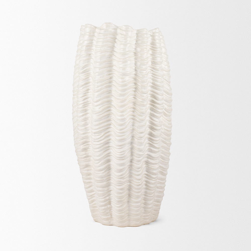 Mercana - Velia Tall Seashell Sculptural Cream Glazed Ceramic Vase - 70988 view 2
