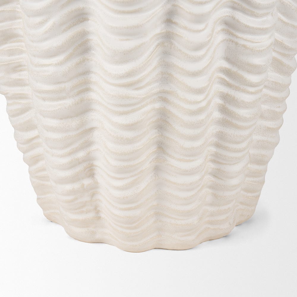 Mercana - Velia Tall Seashell Sculptural Cream Glazed Ceramic Vase - 70988 view 6