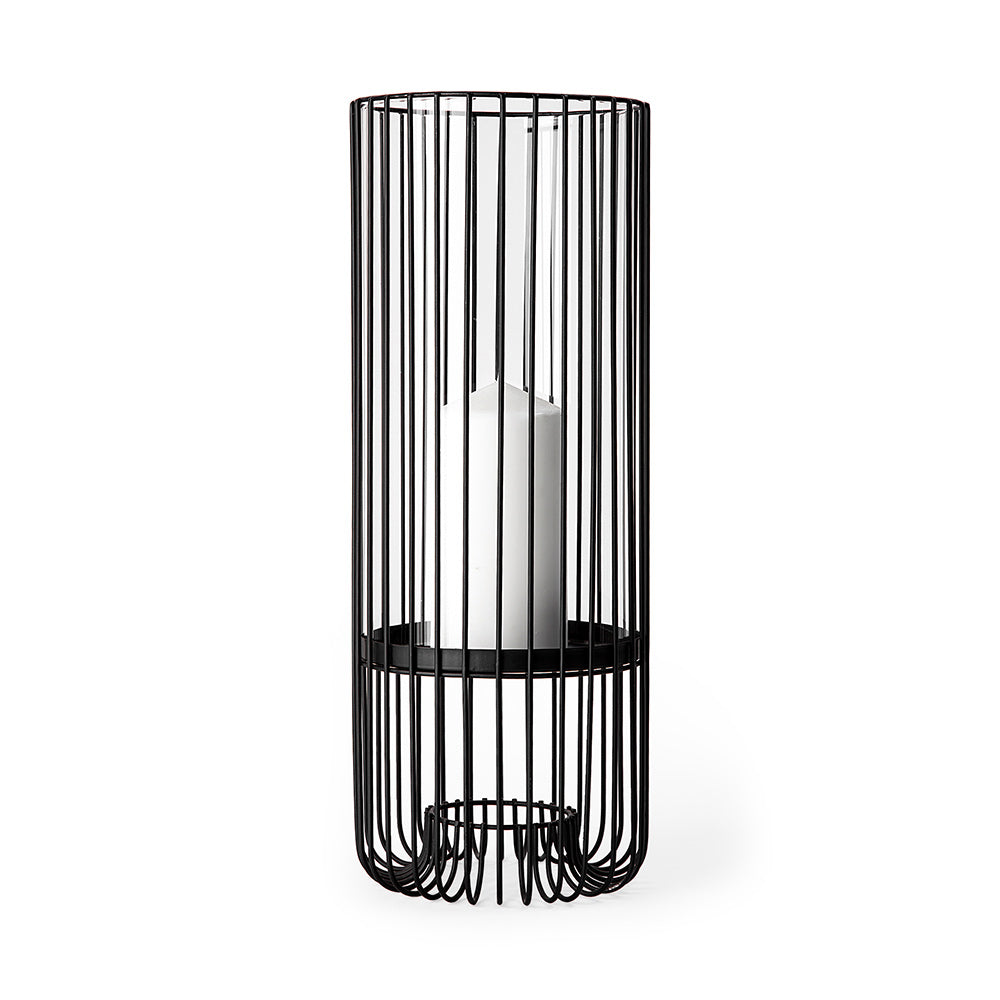 Mercana - Velo II Large Black Metal Cylindrical Table Candle Holder - 67895_CLOSEOUT view 1