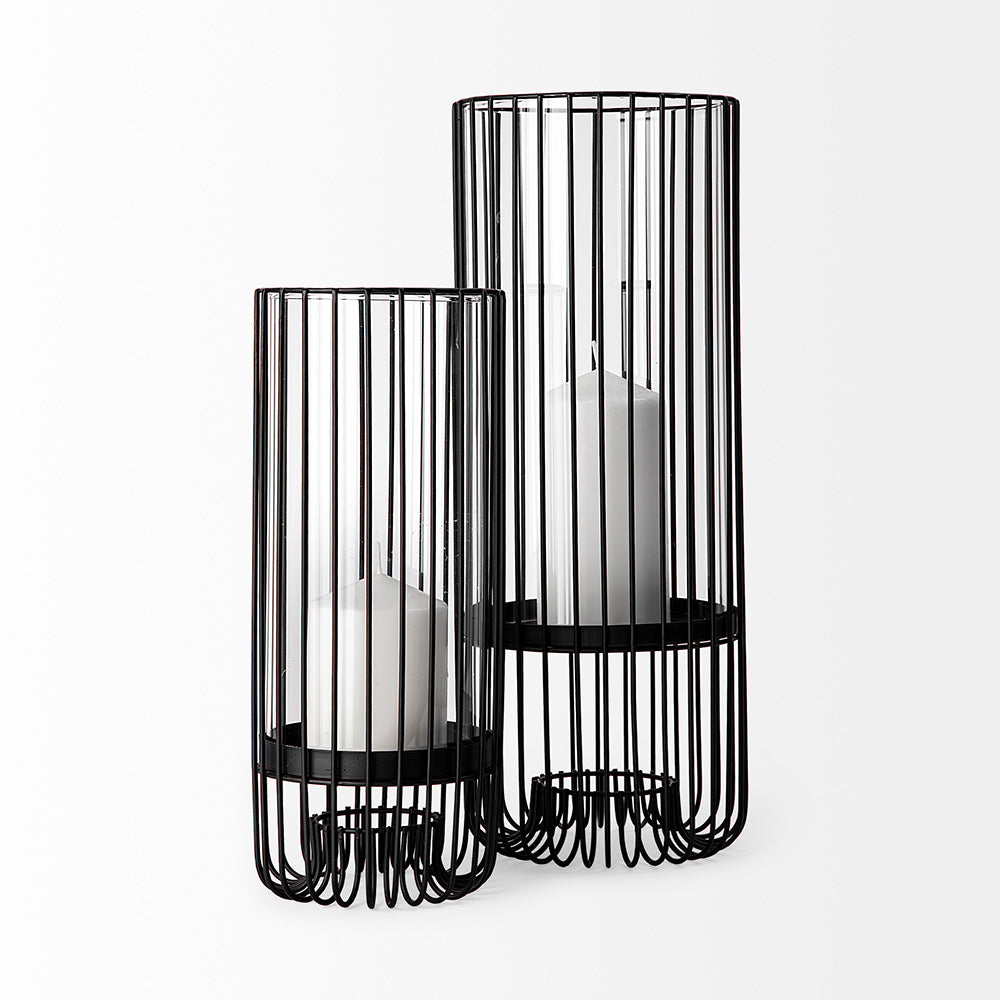 Mercana - Velo II Large Black Metal Cylindrical Table Candle Holder - 67895_CLOSEOUT view 2