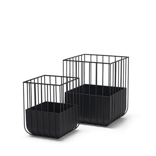 Mercana - Verna Matte Black Wire Cage Metal Planters (Set of 2) - 70536_CLOSEOUT view 1