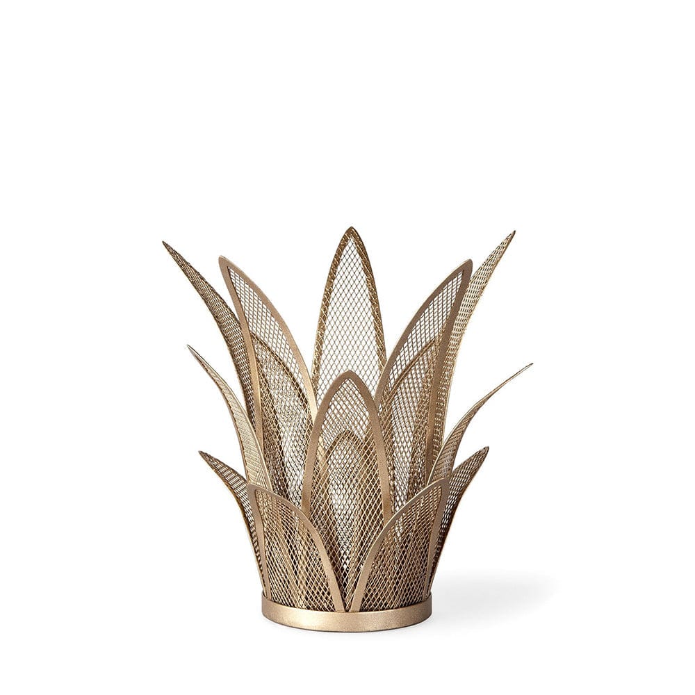 Mercana - Vero I Small Gold Toned Mesh Metal Leaves Table Candle Holder - 67889 view 1