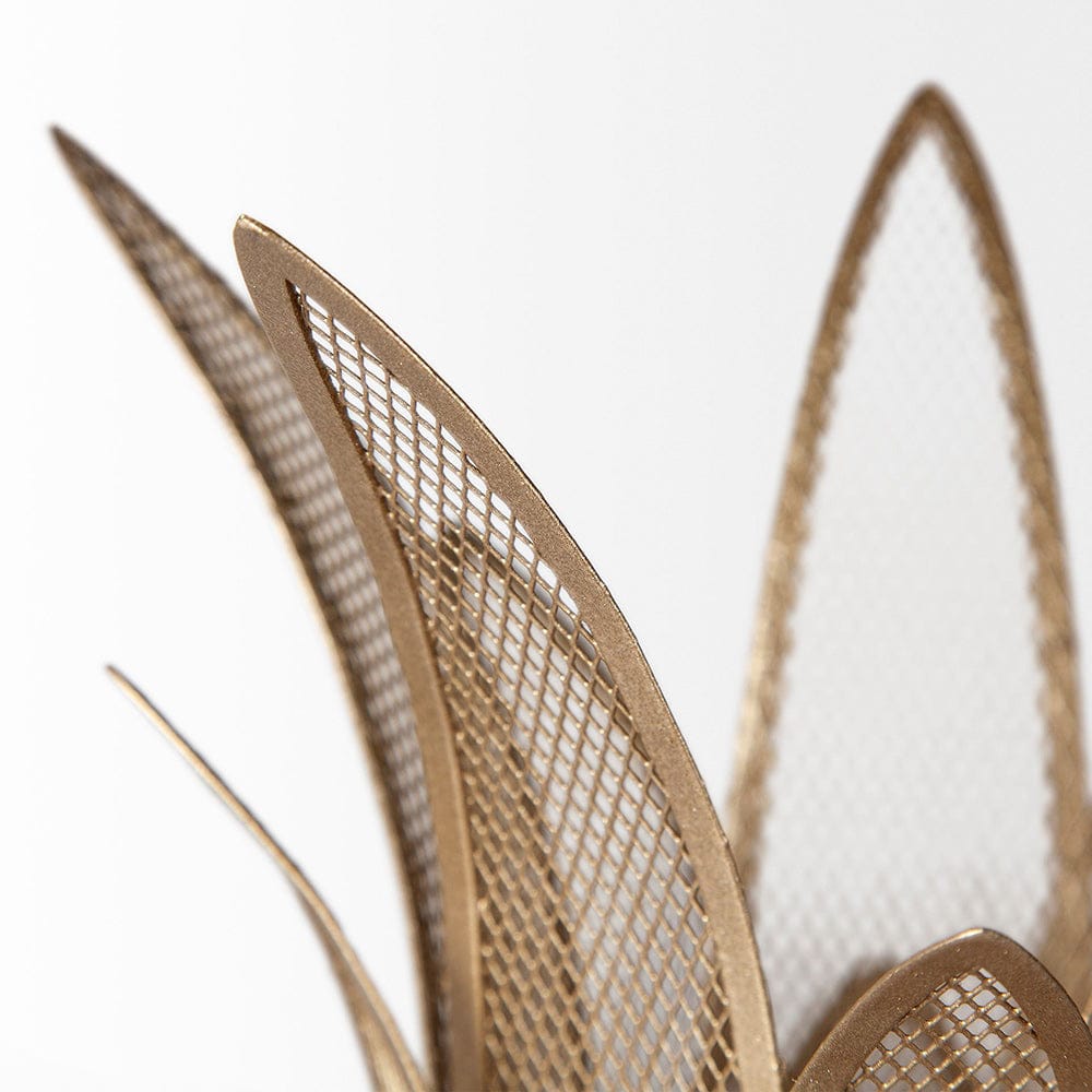 Mercana - Vero I Small Gold Toned Mesh Metal Leaves Table Candle Holder - 67889 view 3