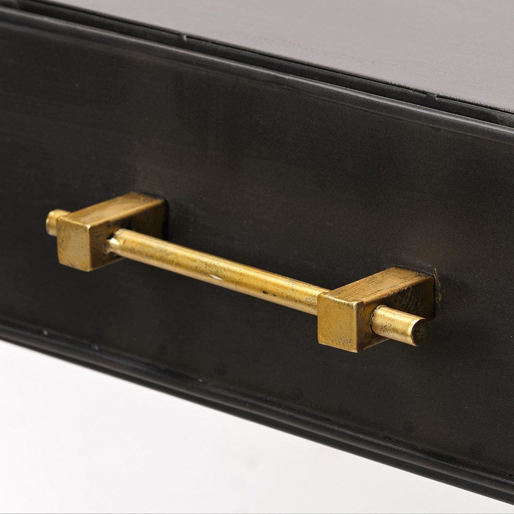 Mercana - Vince 51L x 18W Black Metal W/Gold Accents 3 Drawer Office Desk - 68443 view 6