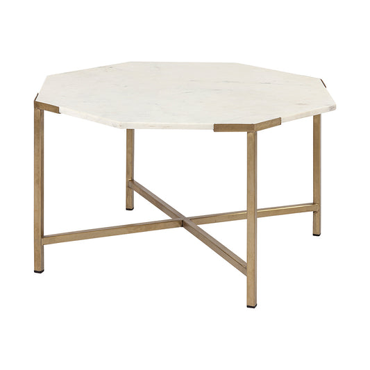 Mercana - Vincent 33" Octagonal White Marble Tabletop w/ Gold Metal Base Coffee Table - 68850-AB view 1