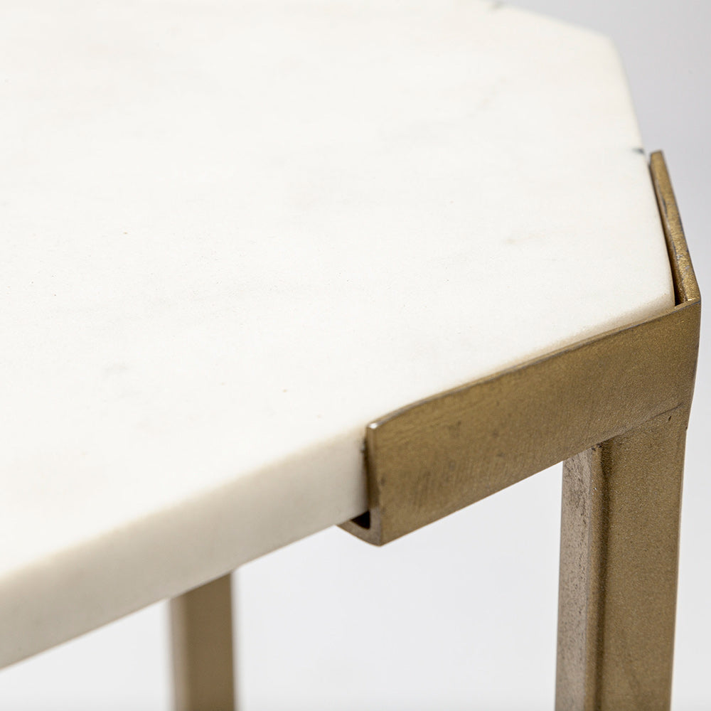 Mercana - Vincent 33" Octagonal White Marble Tabletop w/ Gold Metal Base Coffee Table - 68850-AB view 5