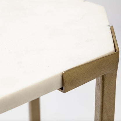 Mercana - Vincent 33" Octagonal White Marble Tabletop w/ Gold Metal Base Coffee Table - 68850-AB view 5