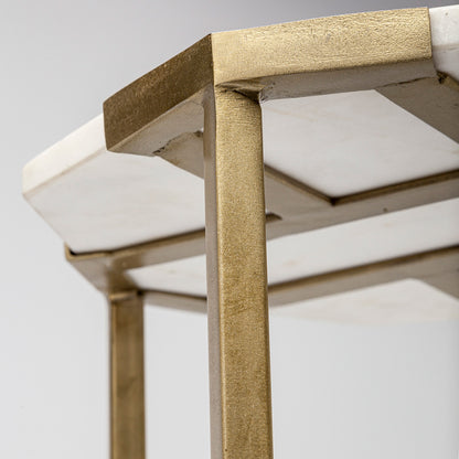 Mercana - Vincent 33" Octagonal White Marble Tabletop w/ Gold Metal Base Coffee Table - 68850-AB view 6