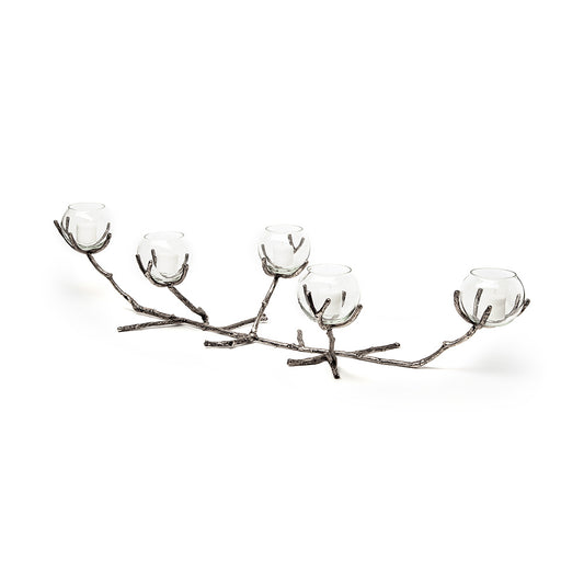 Mercana - Vine I Distressed Silver Metal Creeper Five Candle Table Candle Holder - 68415 view 1