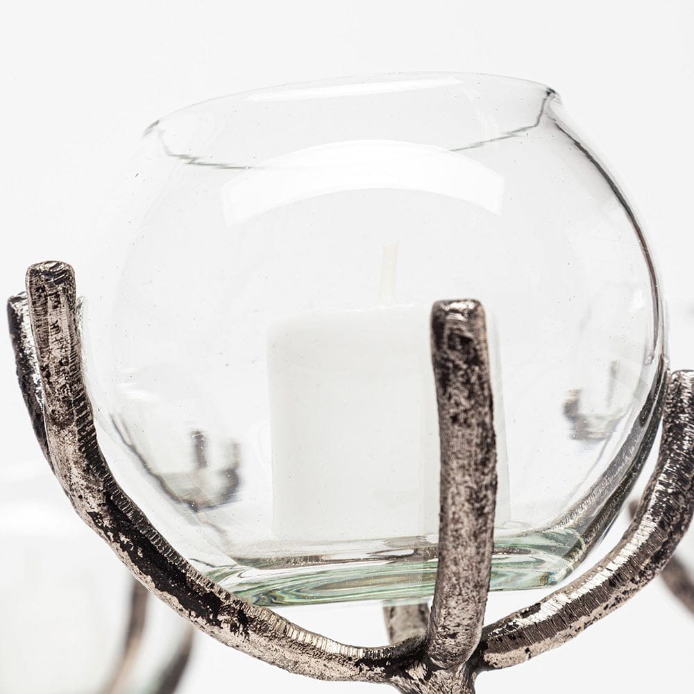 Mercana - Vine I Distressed Silver Metal Creeper Five Candle Table Candle Holder - 68415 view 4