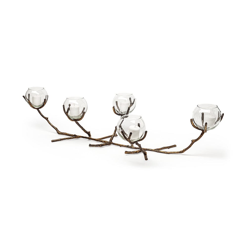 Mercana - Vine II Distressed Gold Metal Creeper Five Candle Table Candle Holder - 68416 view 1