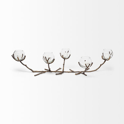 Mercana - Vine II Distressed Gold Metal Creeper Five Candle Table Candle Holder - 68416 view 2