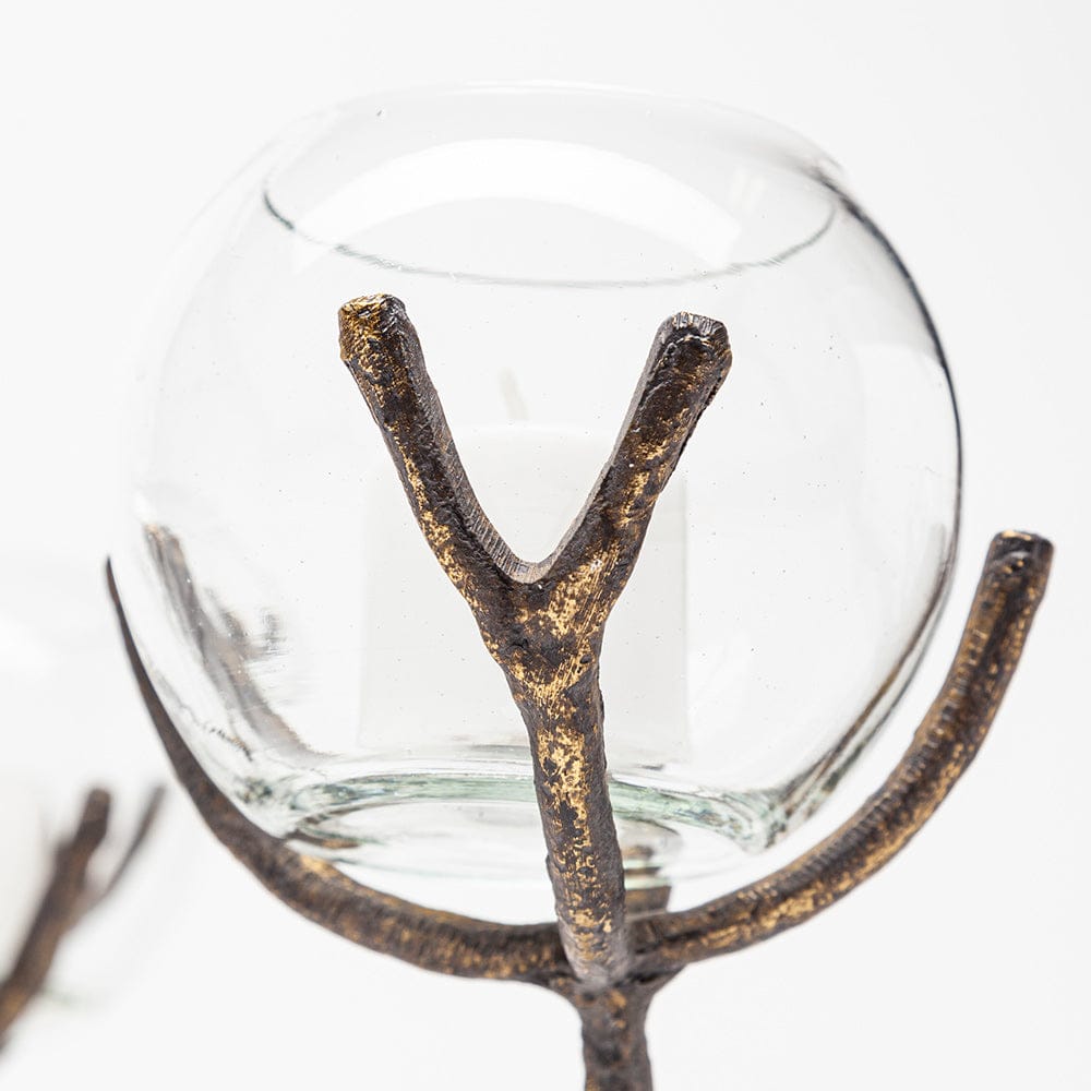 Mercana - Vine II Distressed Gold Metal Creeper Five Candle Table Candle Holder - 68416 view 4