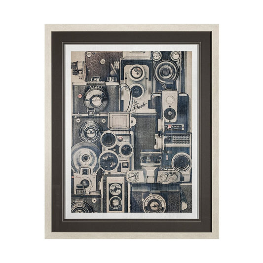 Mercana - Vintage Cameras by Thomas Brown a Hand Embellished Textured Framed Art Print Matted under Glass - 13372 view 1