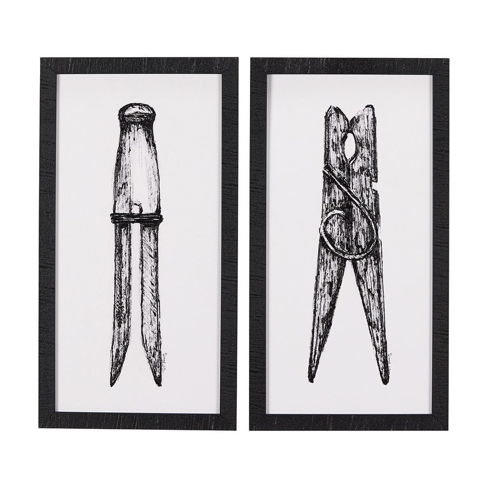 Mercana - Vintage Cloth Peg I by Mercana Studio a Hand Embellished Textured Framed Art Print - 14791 view 1