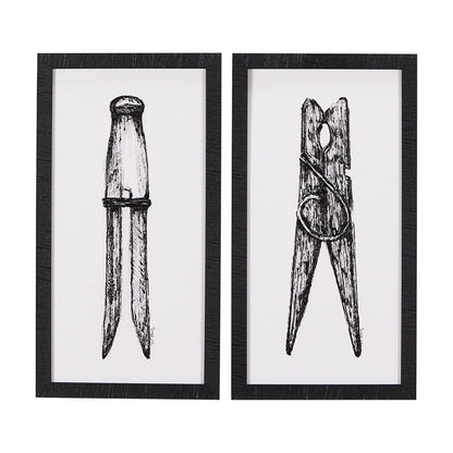 Mercana - Vintage Cloth Peg I by Mercana Studio a Hand Embellished Textured Framed Art Print - 14791 view 1