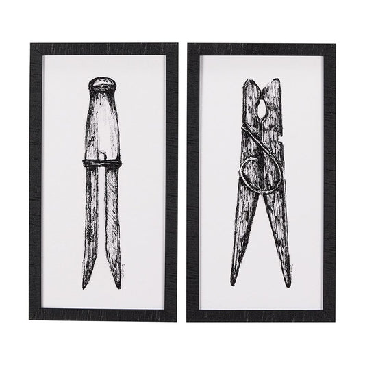 Mercana - Vintage Cloth Peg I by Mercana Studio a Hand Embellished Textured Framed Art Print - 14791 view 1
