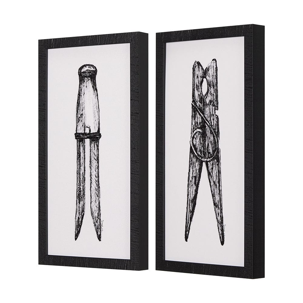 Mercana - Vintage Cloth Peg I by Mercana Studio a Hand Embellished Textured Framed Art Print - 14791 view 2