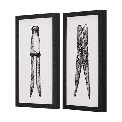 Mercana - Vintage Cloth Peg I by Mercana Studio a Hand Embellished Textured Framed Art Print - 14791 view 2