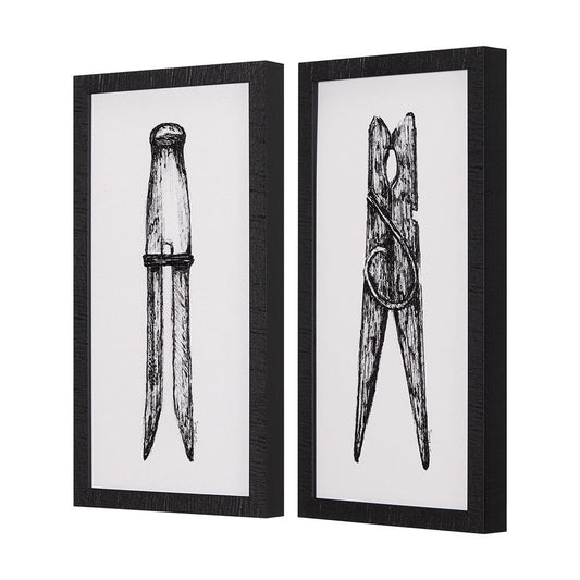 Mercana - Vintage Cloth Peg I by Mercana Studio a Hand Embellished Textured Framed Art Print - 14791 view 2