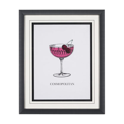 Mercana - Vintage Cocktails-Cosmo by Gwen Aspell Hand Embellished Textured Framed Art Print Matted under Glass - 15303 view 1