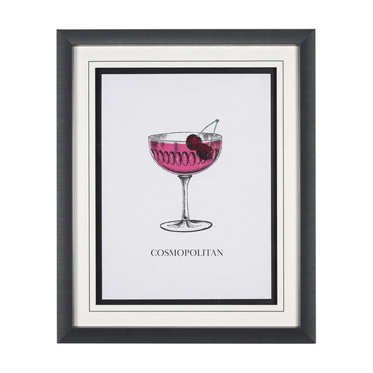 Mercana - Vintage Cocktails-Cosmo by Gwen Aspell Hand Embellished Textured Framed Art Print Matted under Glass - 15303 view 1